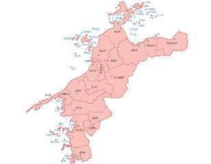 愛媛県　地図　ピンク　斑点　イラスト