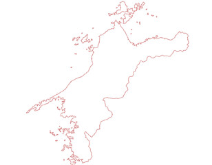 愛媛県　地図　白　イラスト