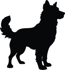 Black and white vector illustration of a dog in a wild animal silhouette style