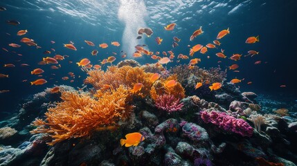Vibrant Coral Reef Underwater Paradise: A Stunning Display of Marine Life