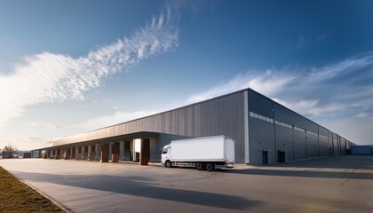 Obraz premium delivery truck close to logistics center