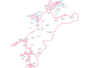 愛媛県　地図　白　斑点　イラスト