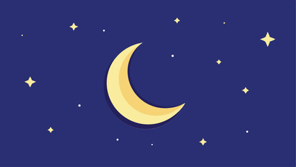 Naklejka premium moon and stars on blue background