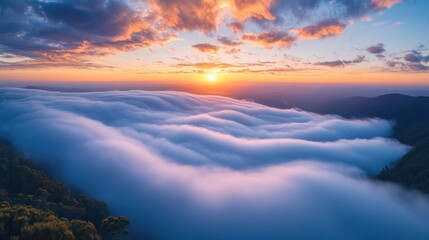Fototapeta premium Majestic Sunset Over a Sea of Clouds