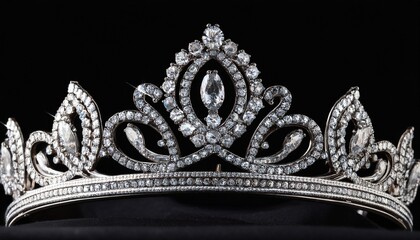 diamond studded tiara on a black backdrop
