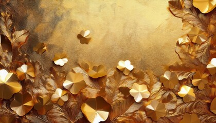 Shimmering Gold Glitter Foil Texture Holiday Celebration Christmas Theme Luxury Golden Paper Flakes Decoration Abstract Background