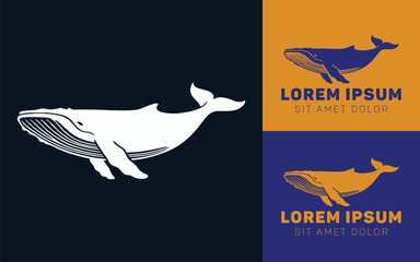 Black and White Whale Logo Icon for Branding