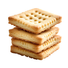 Stack of Soft Butter and Golden Fini Shortbread Cookies Isolated on Transparent Background
