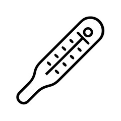 Thermometer icon in simple line art style on white background  