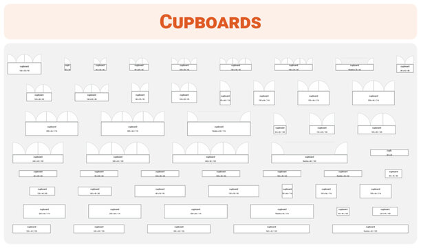 Furniture Layout Mockups Set ? Cupboards and Storage Design.eps