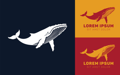 Minimal Whale Cartoon Logo in Bold Silhouette