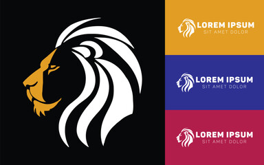 Elegant Lion Face Cartoon Logo in Two Colors