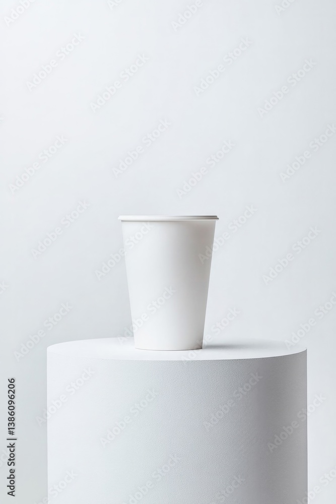 Poster empty podium stands alone designed for displaying beverages wrapped in minimalistic theme