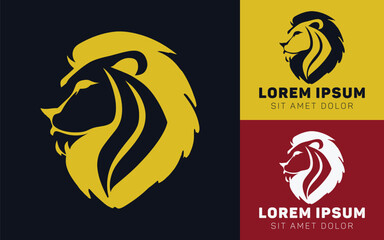 Obraz premium Minimal Lion Cartoon Head Logo for Iconic Look