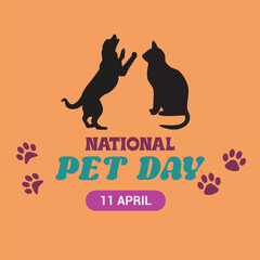 National Pet Day Vector Illustration on April 11 with Cute Pets of Cats and Dogs for Celebrate your Animal Companion .