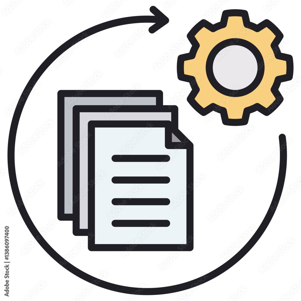 Poster Batch Processing Lineal Color Icon