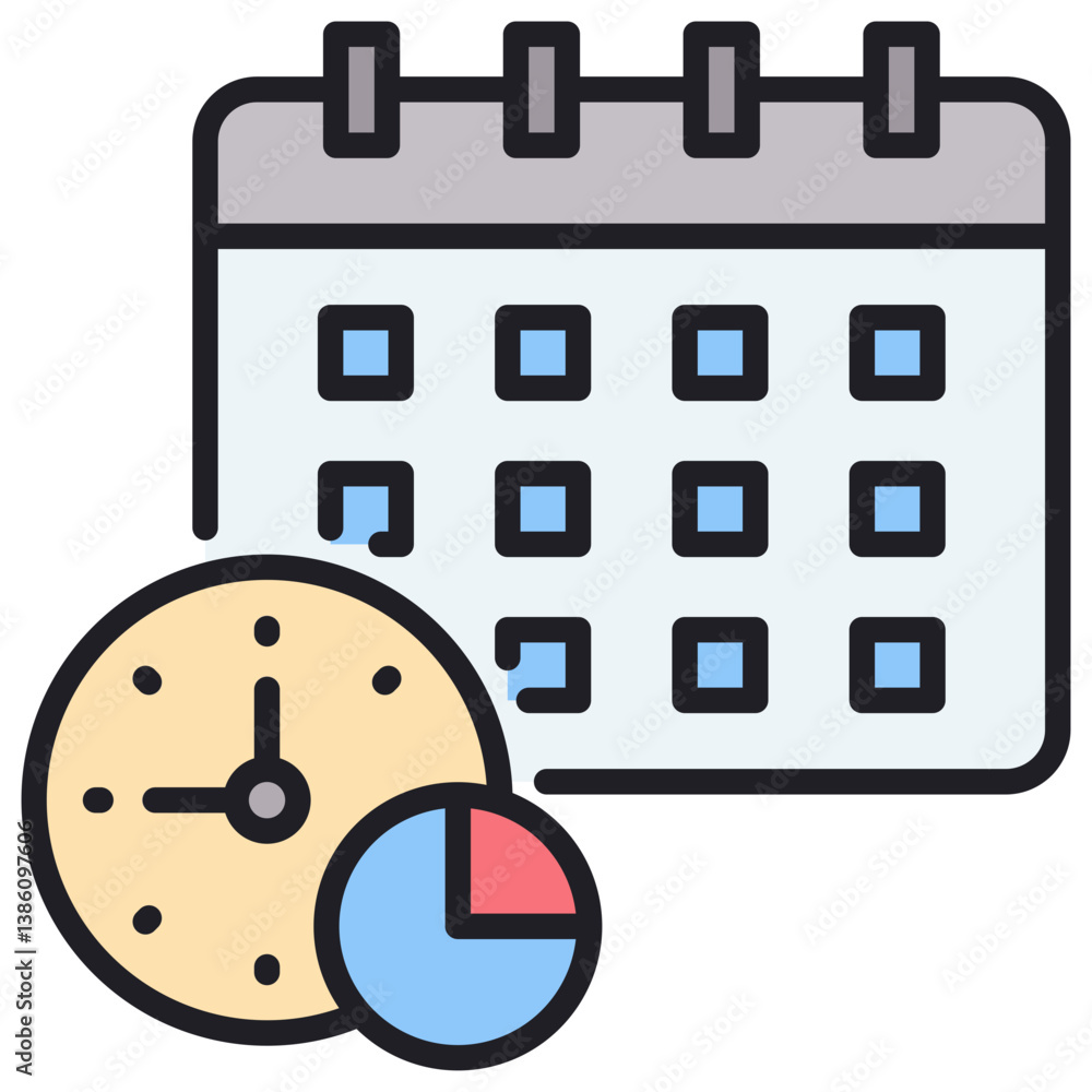 Poster time allocation lineal color icon