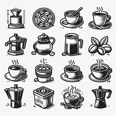 Coffee icon sets stock illustration