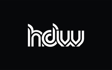 Naklejka premium HDW Creative Unique Modern Letter Logo Design. Stylized logo featuring a unique letter design, presenting abstract minimalist aesthetics and modern appeal.