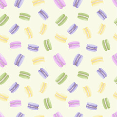 Seamless colorful macarons pattern. Macaroon background - pastel