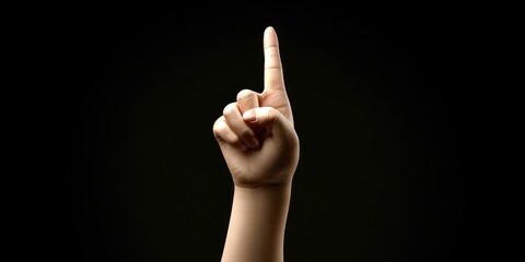 Hand Pointing Up with Pink Nails on a Dark Background