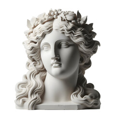 Gypsum copy of ancient statue Venus head  isolated on white background