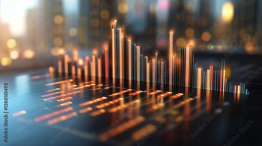 Poster abstract data graph visualization for business intelligence and financial market analysis trends cha