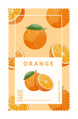 Orange packaging design templates, watercolour style vector illustration.