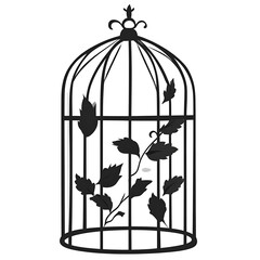 Ornate Birdcage Decorated With Leaf Design