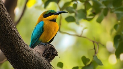 Obraz premium Bee-eater Bird Perched on Tree Branch in Natural Habitat