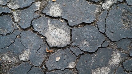 Obraz premium A cracked concrete surface with chipped paint and old graffiti, adding a street-style aesthetic