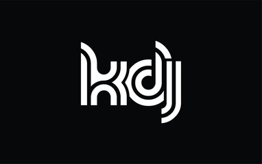 KDJ Creative Unique Modern Letter Logo Design. Stylized logo featuring a unique letter design, presenting abstract minimalist aesthetics and modern appeal.