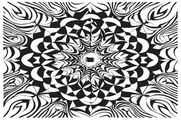 Abstract pattern of black and white lines. Optical illusion. Vector illustration.
