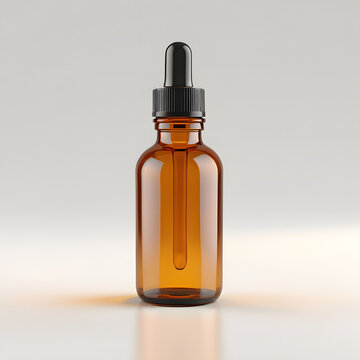 3D image of 60ml amber dropper bottle on isolated white background