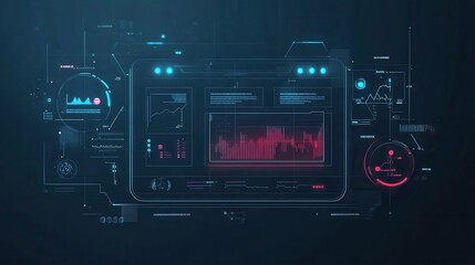 Fototapeta premium Futuristic Data Dashboard with Graphs and Analytics