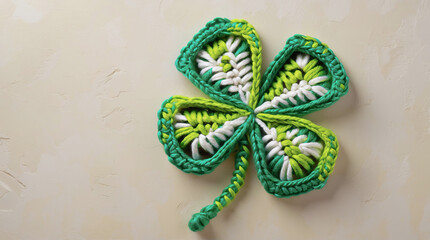 Crafting green shamrock decorations for St. Patrick's Day celebrations using yarn and creative stitching techniques