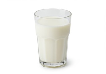 Glass milk creamy white liquid isolated white background