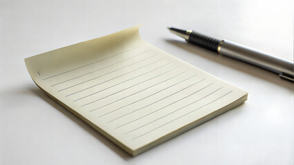 Blank notepad and pen on a clean workspace  