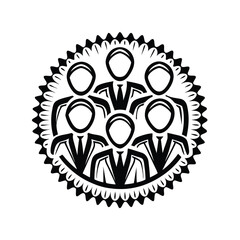 Stylized Team of Professionals in Suits Monochrome Icon 