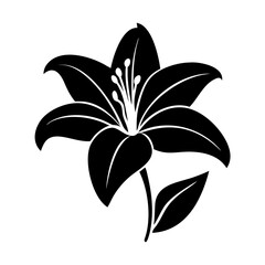 Obraz premium lily flower icon, lily flower line art - simple line art of lily flower, perfect for lily flower logos and icons