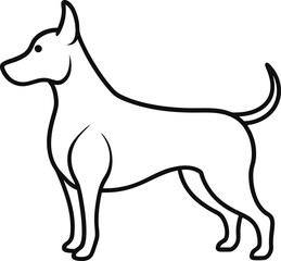 Cute cartoon vector illustration of a dog and other farm animals in black and white silhouette style