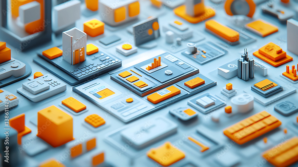 Poster abstract it technology concept background with design elements for website and app development 3d re