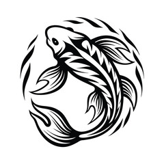 Elegant Koi Fish in Monochrome Design 