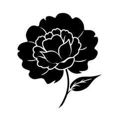peony flower icon, peony flower line art - simple line art of peony flower, perfect for peony flower logos and icons