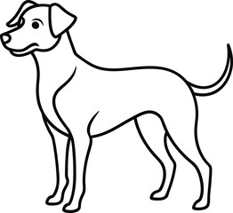 Cute cartoon vector illustration of a dog and other farm animals in black and white silhouette style