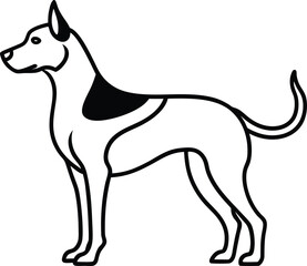 Cute cartoon vector illustration of a dog and other farm animals in black and white silhouette style
