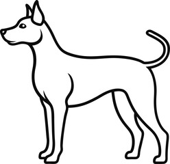 Cute cartoon vector illustration of a dog and other farm animals in black and white silhouette style