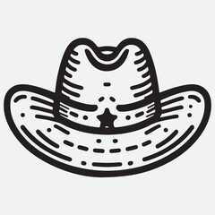 Cowboy hat line icon isolated on white stock illustration