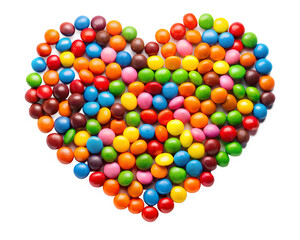 colorful heart shaped candy isolated on white background