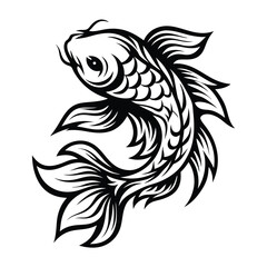 Isolated monochrome koi fish 